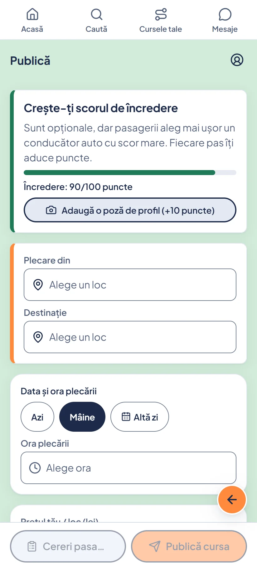 Publică o cursă